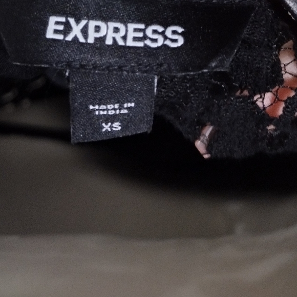 Express Black Faux Leather Trim Knitted Long Sleeve Blouse XS - Picture 6 of 7